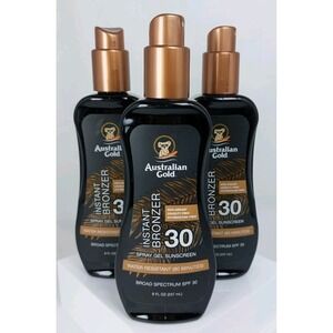 New 3 Pk Australian Gold Instant Bronzer Spray Gel SPF 30 Bulk Discount Exp 2/26